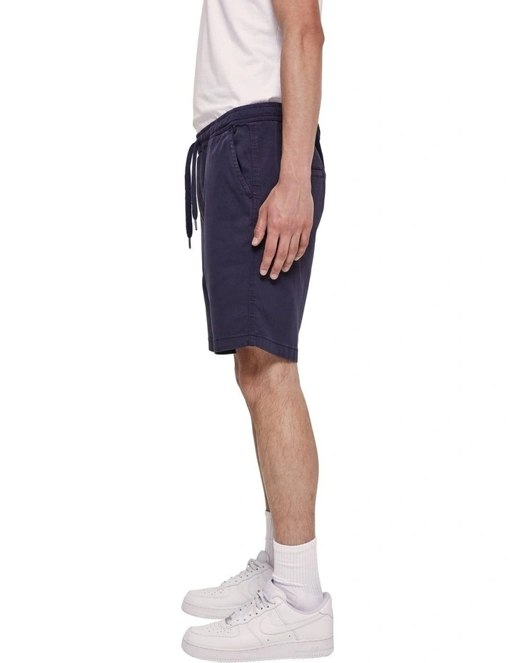 Stretch Twill Jog Shorts in Navy