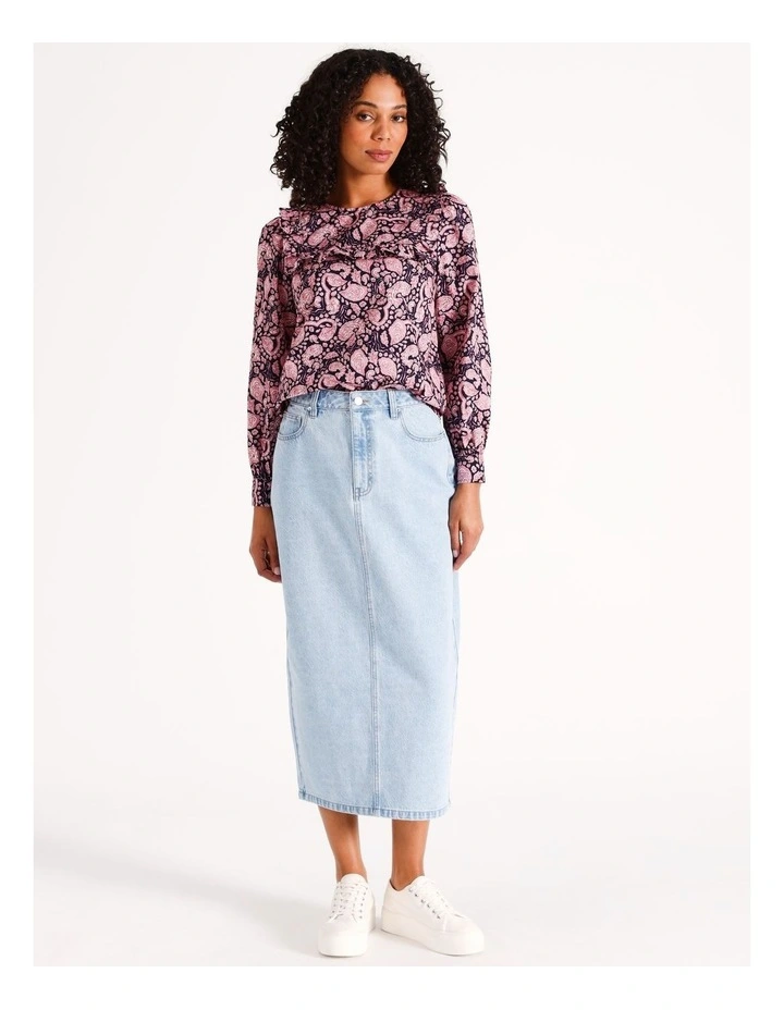 Organic Ruffled Blouse in Winter Roots Paisley