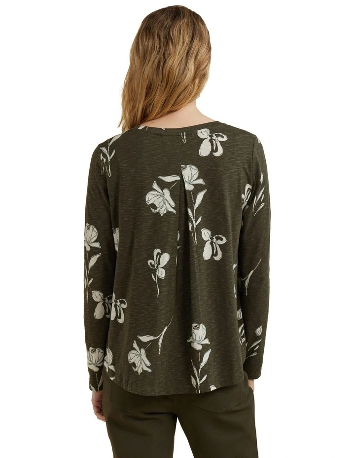 Botanic Print Tee in Figleaf