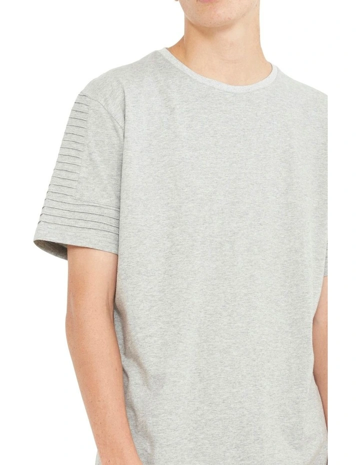 Maverick Pin Tuck Sleeve T-Shirt in Grey Marle