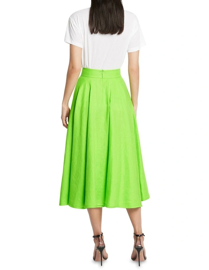 Love Or Lustre Midi Skirt in Neon Green