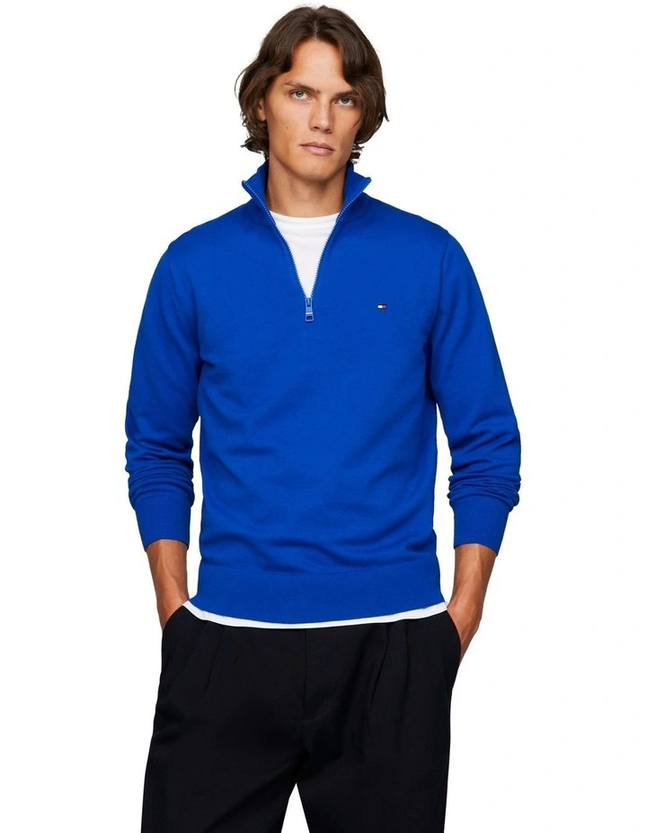 1985 Zip Mock Neck Sweater in Blue