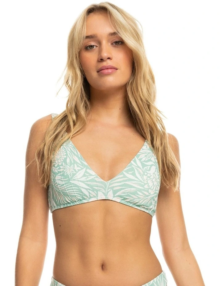 Rib Love The Oceana V-Neck Bikini Top in Blue Surf Planao