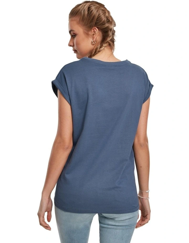Extended Shoulder Tee in Vintage Blue
