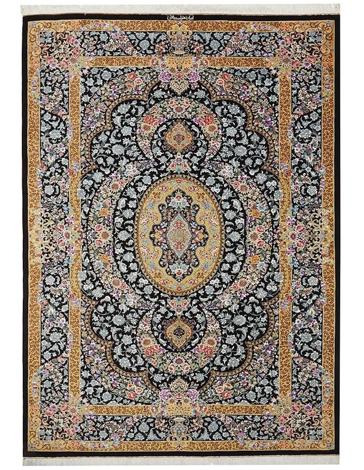Handknotted Pure Silk Persian Qum Rug 195X140cm