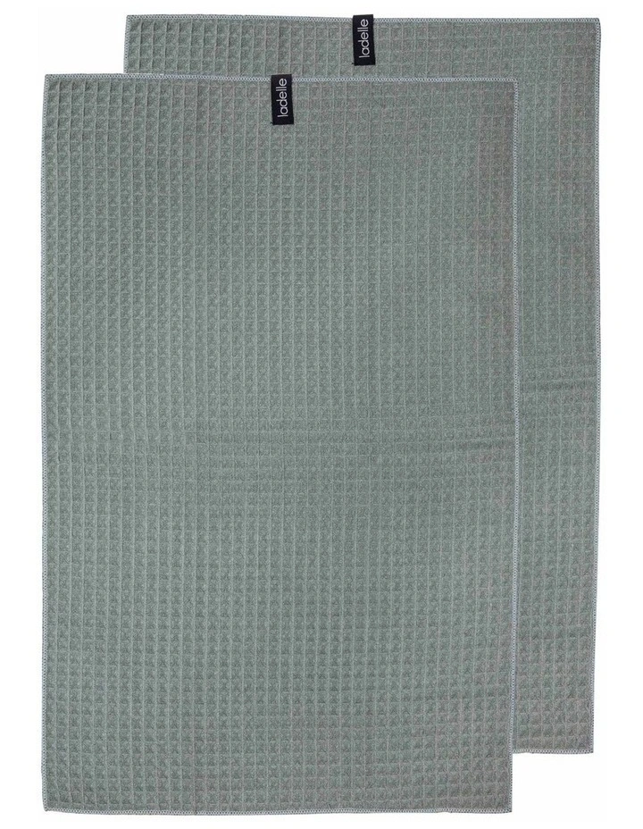 Mega Waffle Microfibre Kitchen Towel 2 Pack in Sage