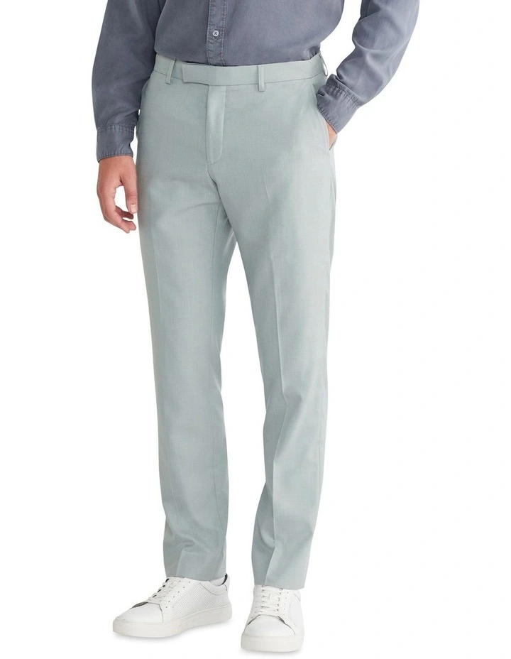 Slim Sharkskin Plain Suit Pant in Green