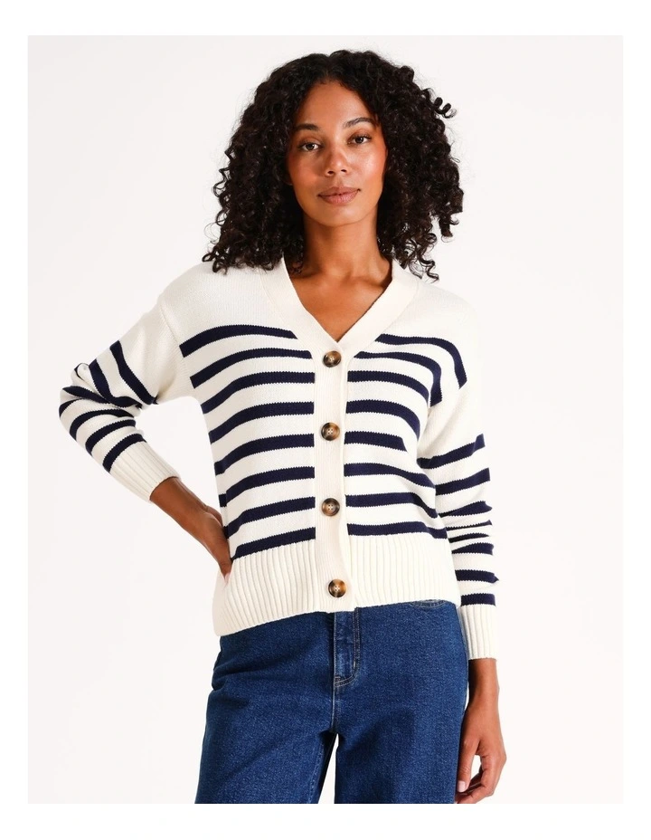 Short Button Through Cardi in Navy