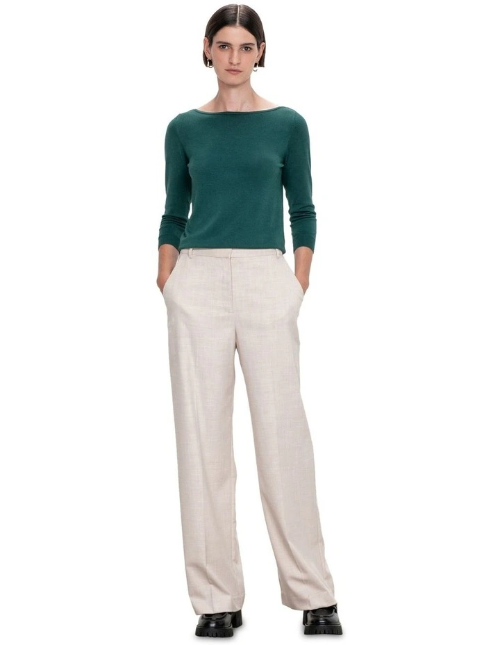 3/4 Sleeve Slash Neck Knit in Forest