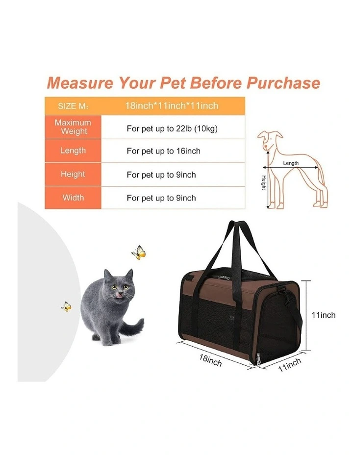 Portable Pet Carrier-M Size in Brown