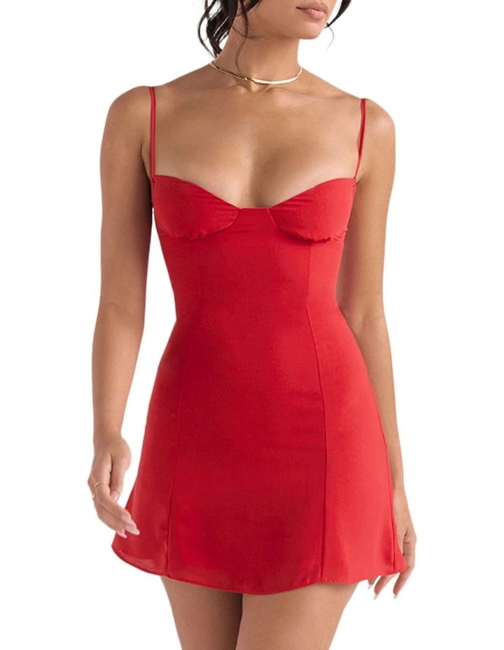 Christiana Mini Dress in Red
