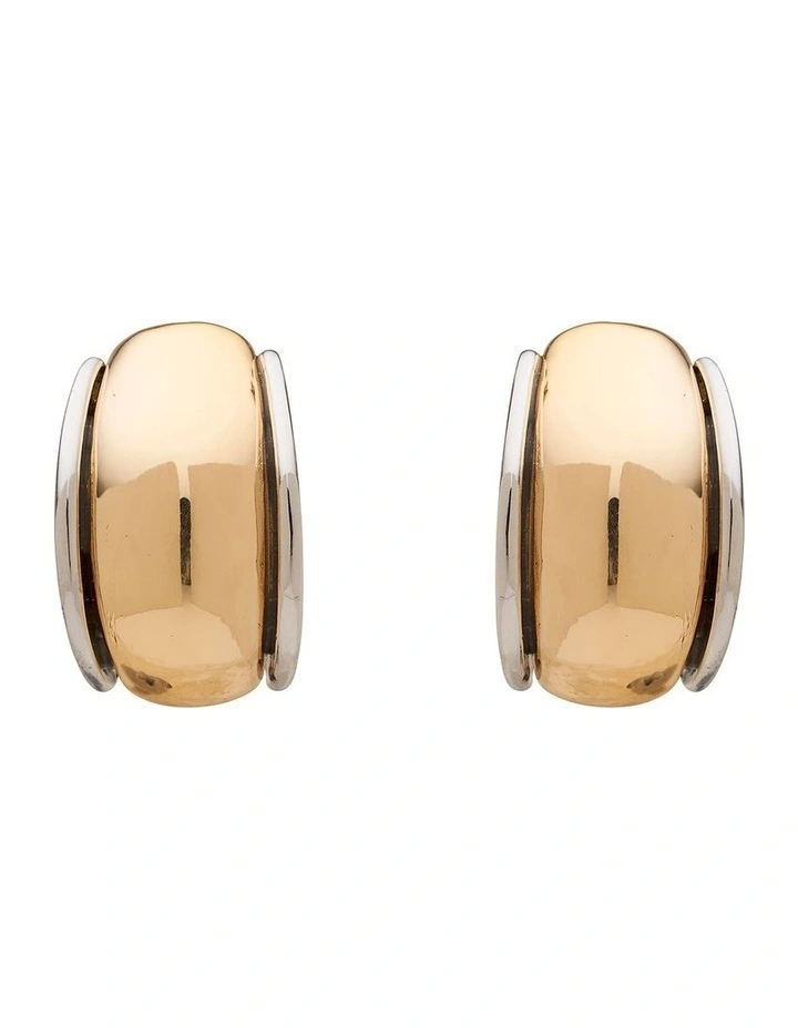 Clip On Curve Earring in Two Tone