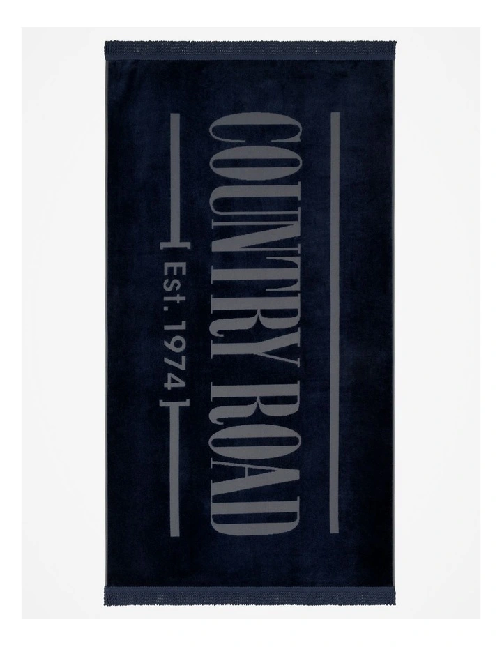 Australian Cotton Logo Beach Towel in Navy