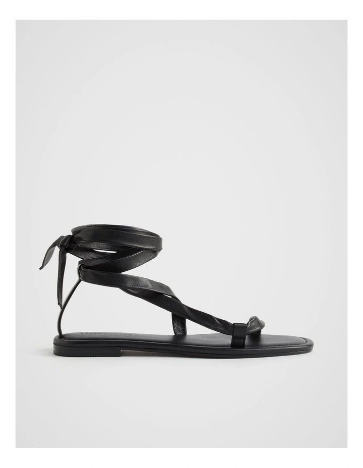 Nicole Leather Tie Up Sandal in Black