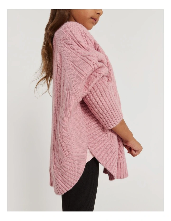 Cable Detail Cape in Dusty Rose