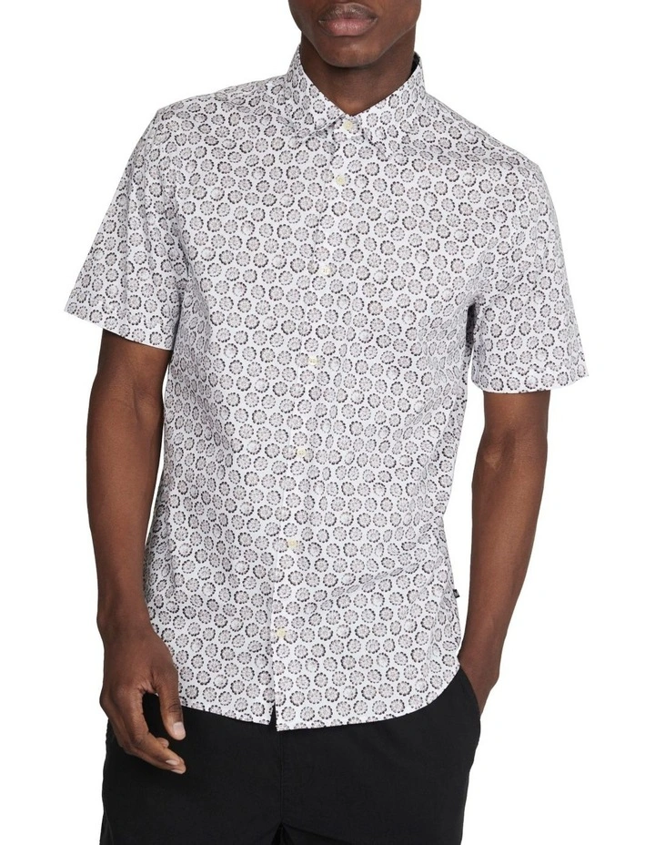 Trostol Floral Short Sleeve Shirt in Walnut