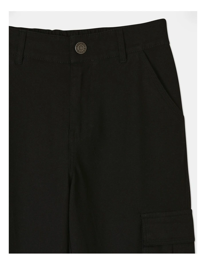 Woven Cargo Pant in Black