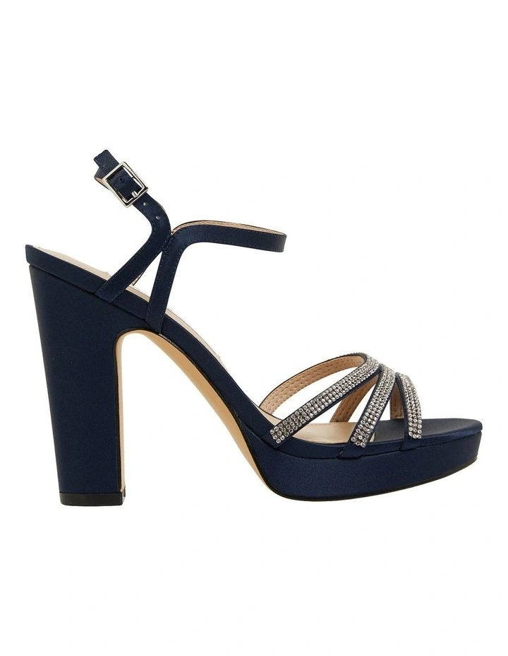 Saralyn Navy Satin Sandals
