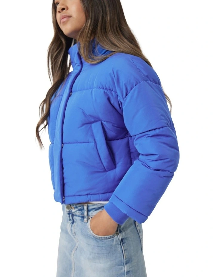 Cropped Puffer Jacket in Periwinkle Blue