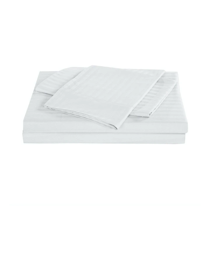 1200 Thread Count 100% Cotton Sheet Set Stripe Hotel Grade White