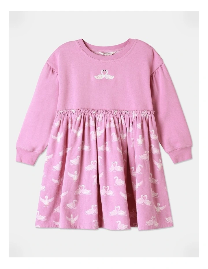 Sweat Top with Cord Skirt Dress (3-8 Years) in Pink