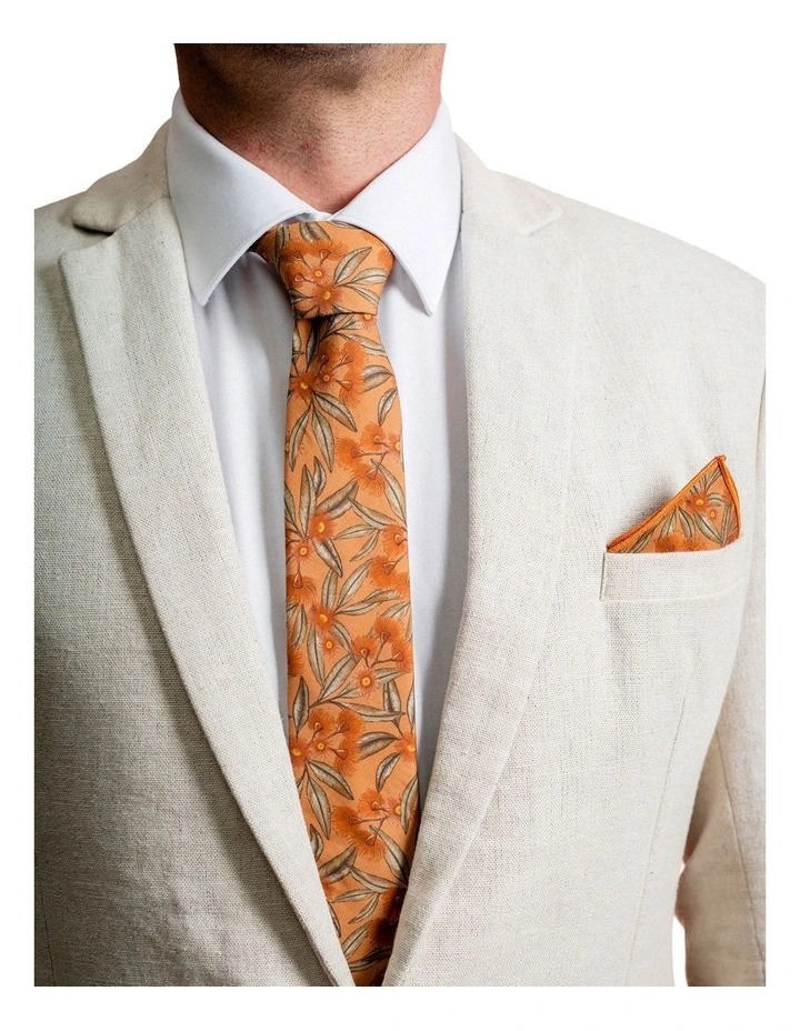 Flowering Gum Terracotta Pocket Square in Orange Multi