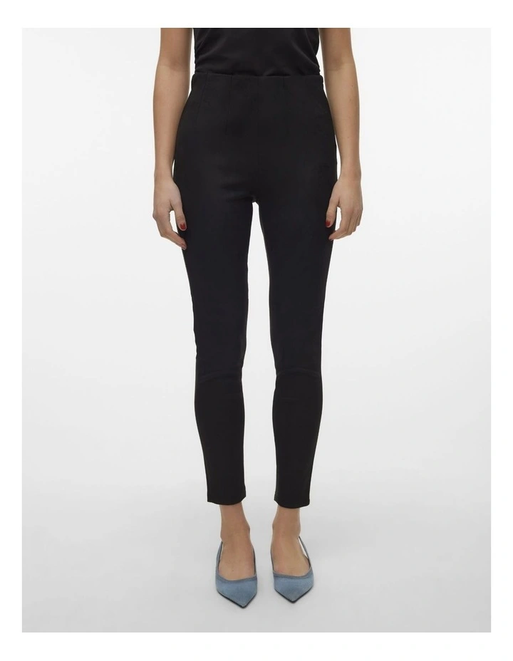 Lila Faux Suede Slim Pants in Black