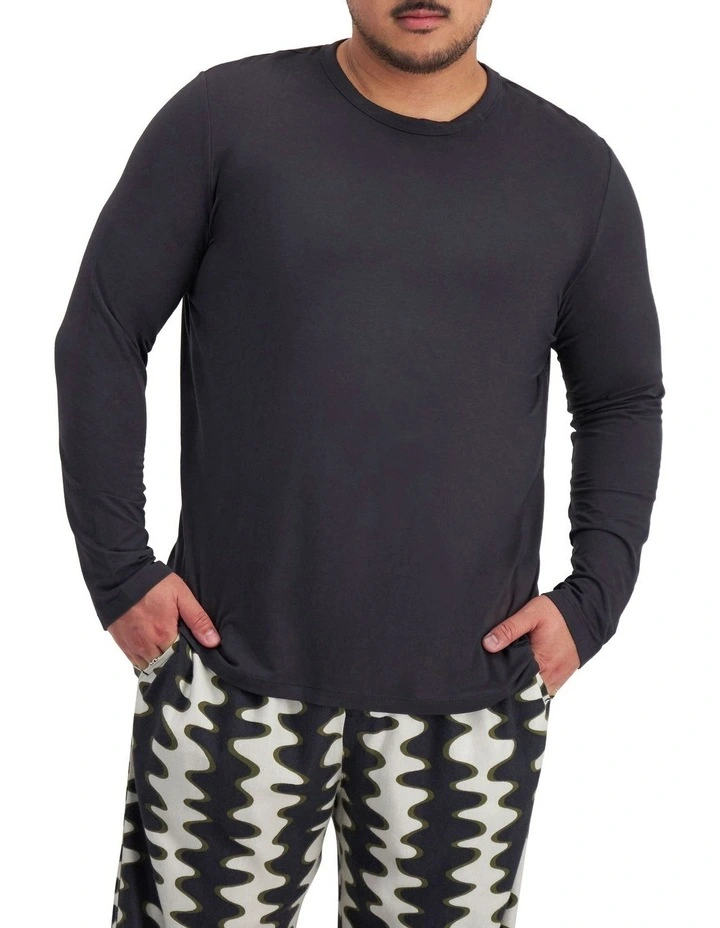 Sleep Long Sleeve Viscose Bamboo Blend Tee in Rock Star