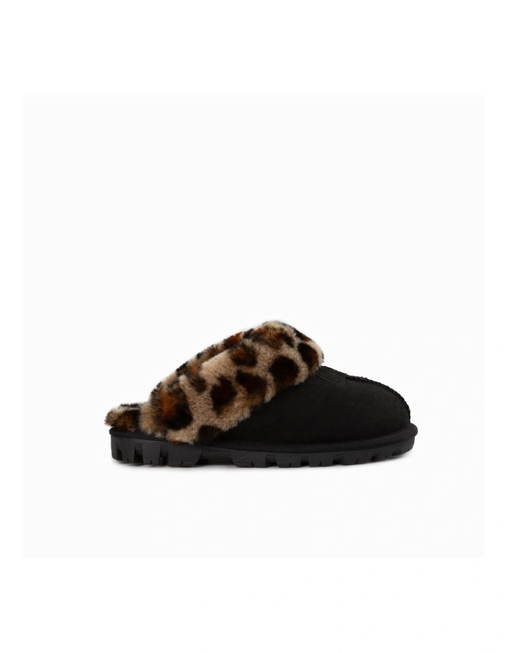 Leopard Print Water Resistant Coquette Slipper in Black