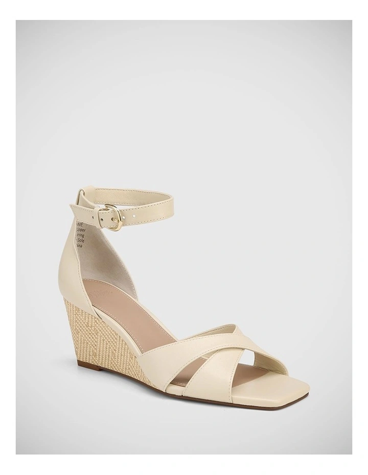 Mennie Leather Wedge Sandal in Ivory