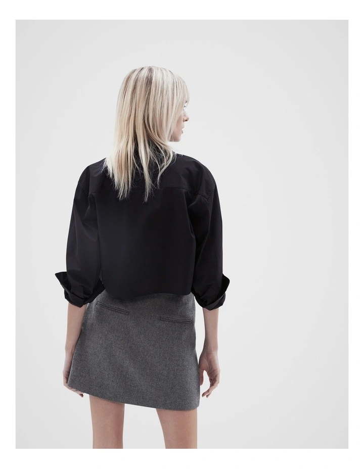 Cropped Cotton Shirt in Black