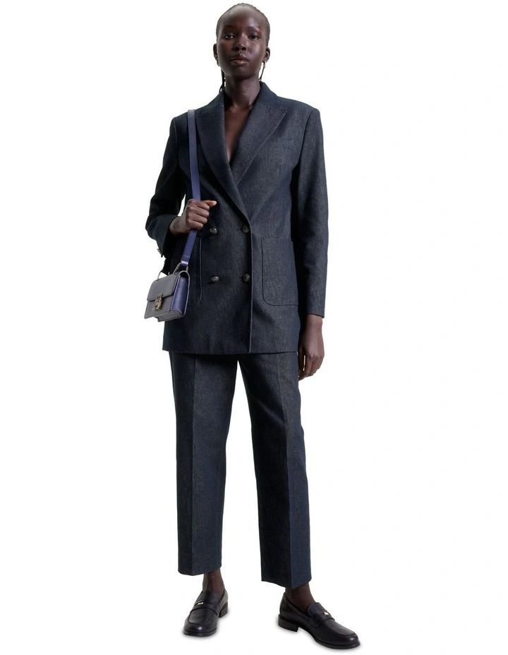 Co Blend Tailored Double-Breasted Blazer in Indigo Blue