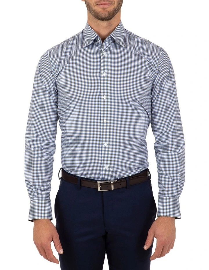 Modern Fit Blue Check Brighton Business Shirt FCL230