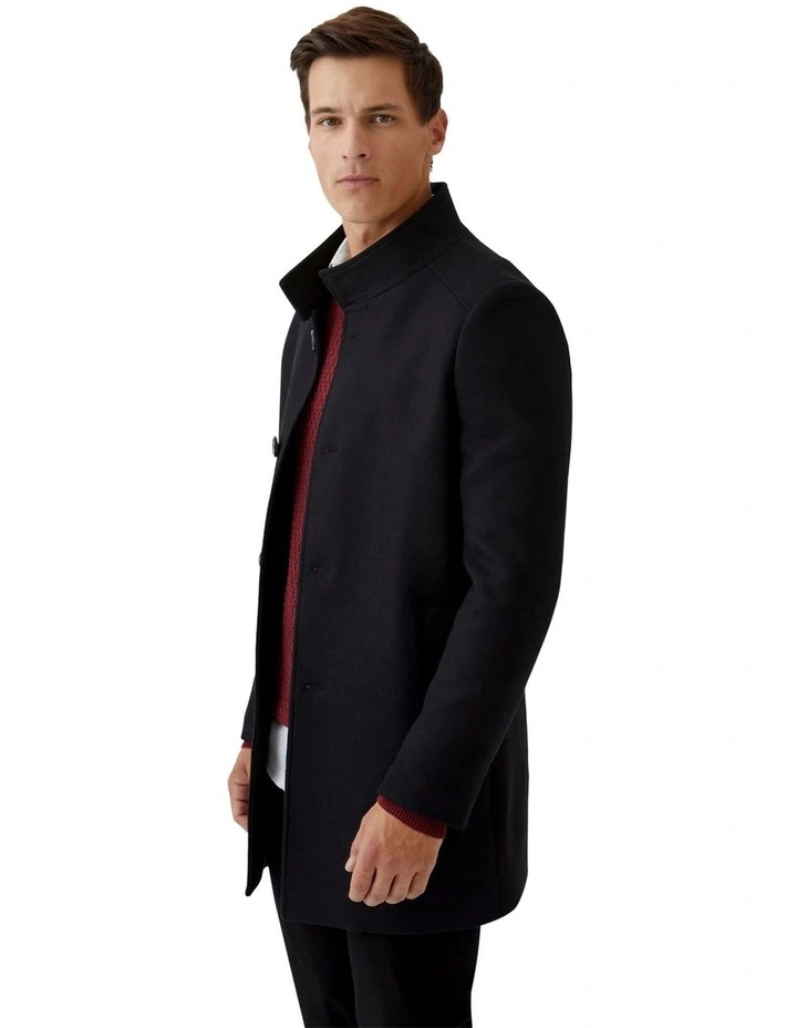 Dunbar Wool Rich Overcoat in Black