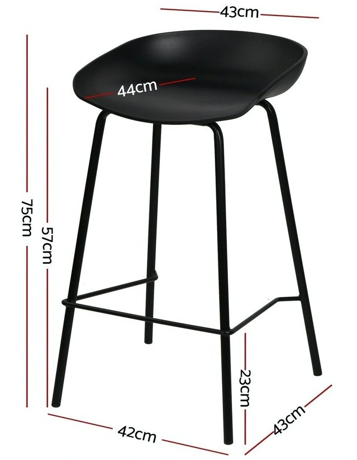 Kitchen Chairs Metal Barstools x4 in Black