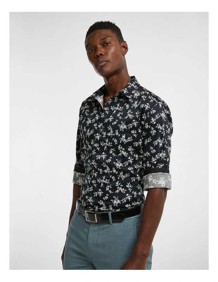 Antoni Slim Floral Shirt in Black