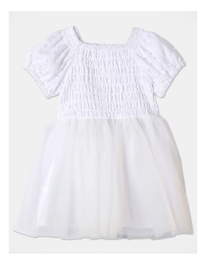 Bloomers Embroidery Dress in White