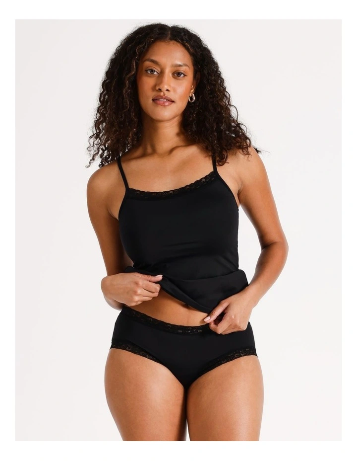 Smooth with Lace Boyleg in Black