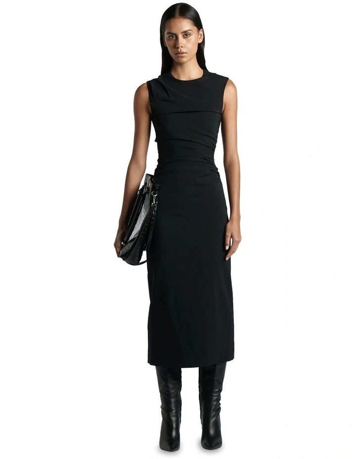 Sleeveless Midi Dress in Black