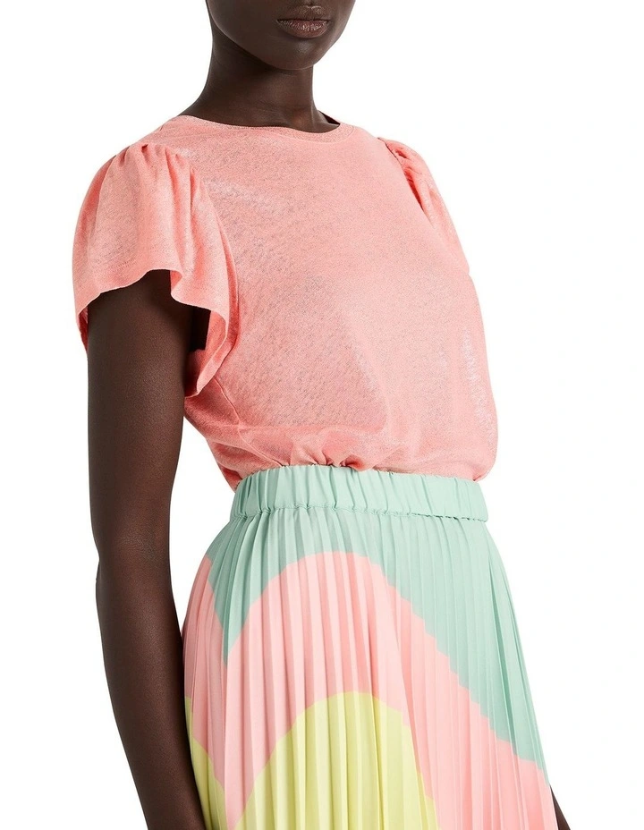 Bright Lights Foil Linen Tee in Fairy Floss
