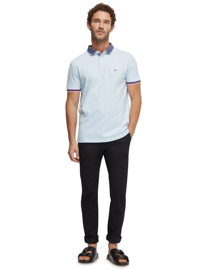 Cam Contrast Collar Pique Polo in Blue