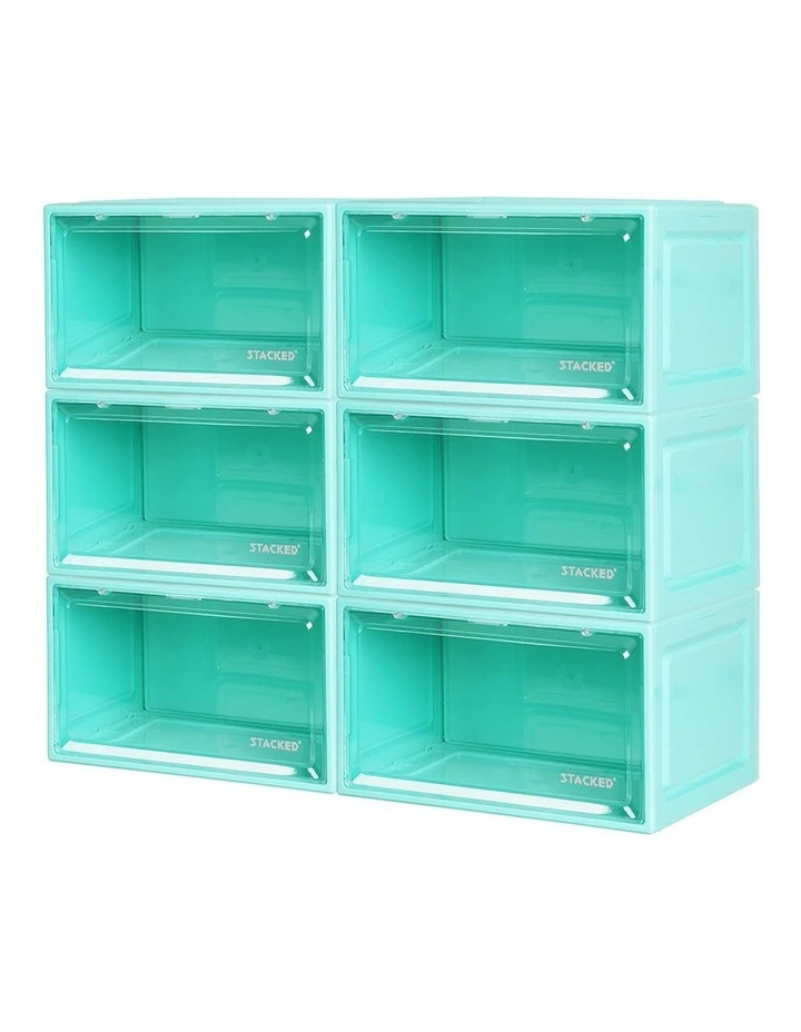 Sneaker Display Case Shoe Storage Box x6 in Green
