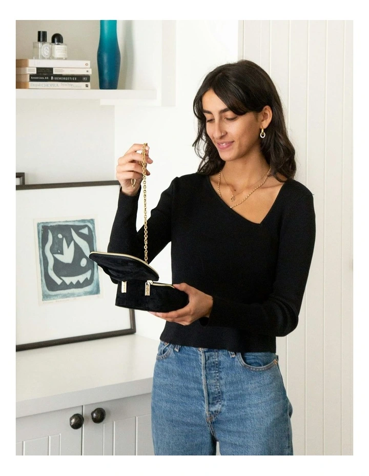Luxe Velvet Jewellery Cube in Black