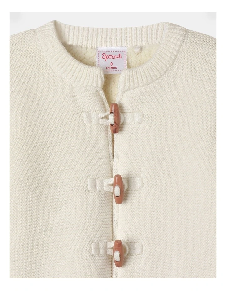 Sherpa Lined Toggle Cardigan in Cream