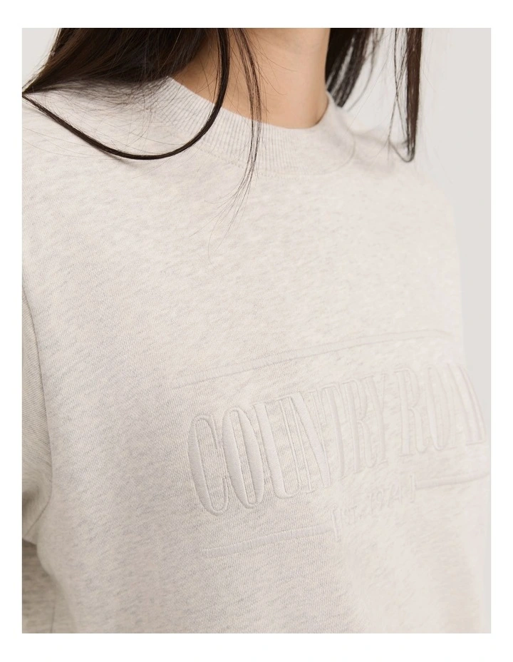 Verified Australian Cotton Heritage Sweat in Light Grey Marle