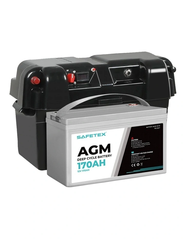 12V 170Ah AGM 4WD Deep Cycle Battery with Strap Battery Box