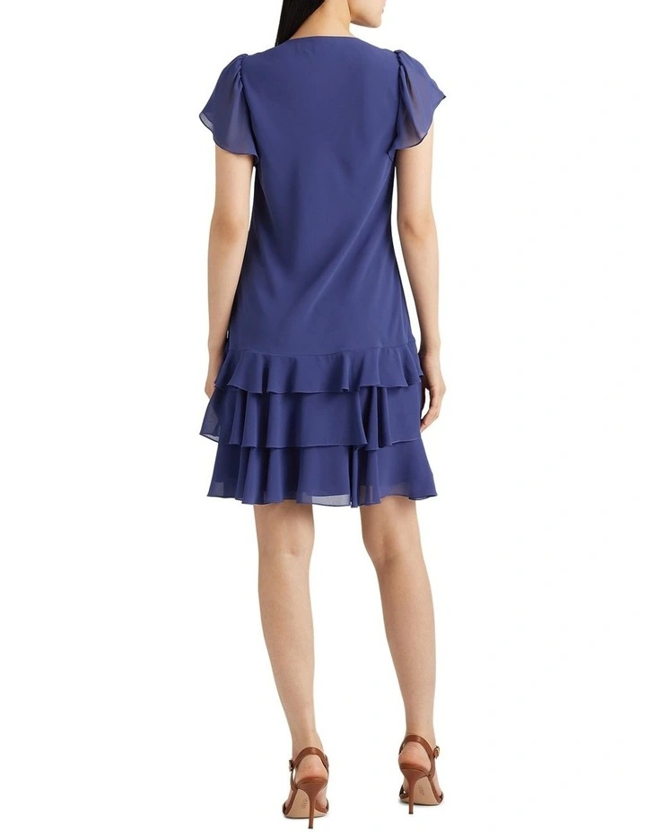 Stretch Cotton Midi Dress in Blue