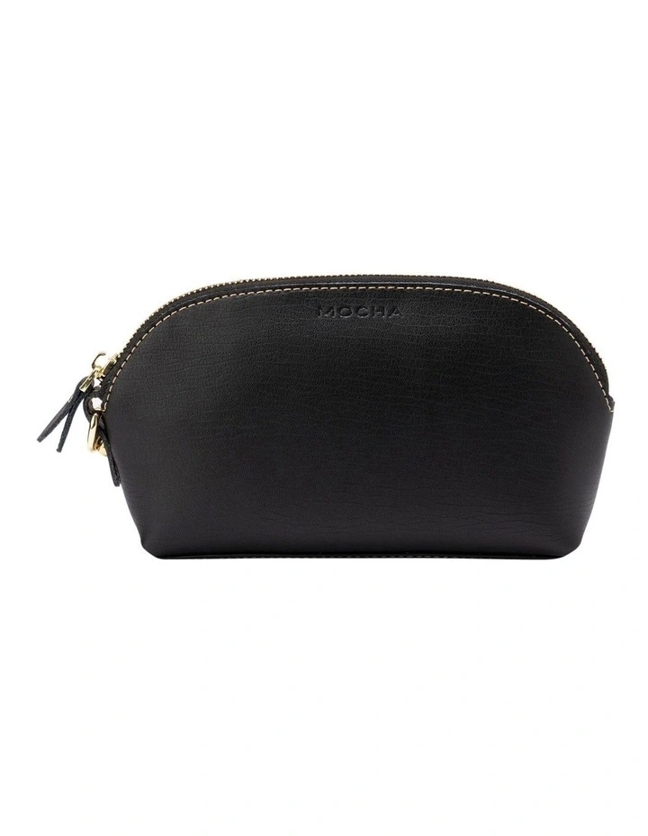Shell Leather Coin Wallet in Black