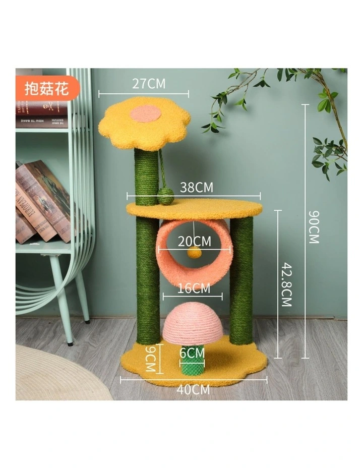 Sunflower Plush Scratching Post Pet Tree 90cm in Multi