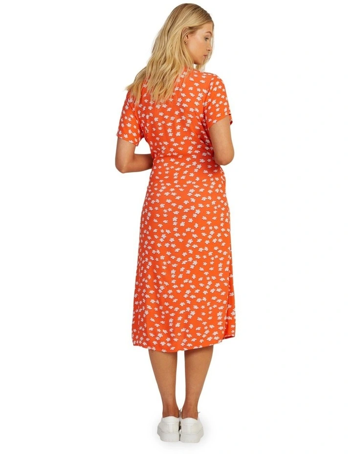 Indigo Sand Midi Wrap Dress in Tiger Lily Flower